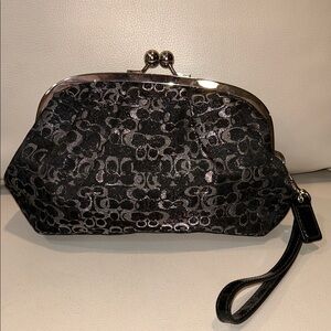 Coach Optic C Mini Signature Lurex Black Wristlet Clutch
